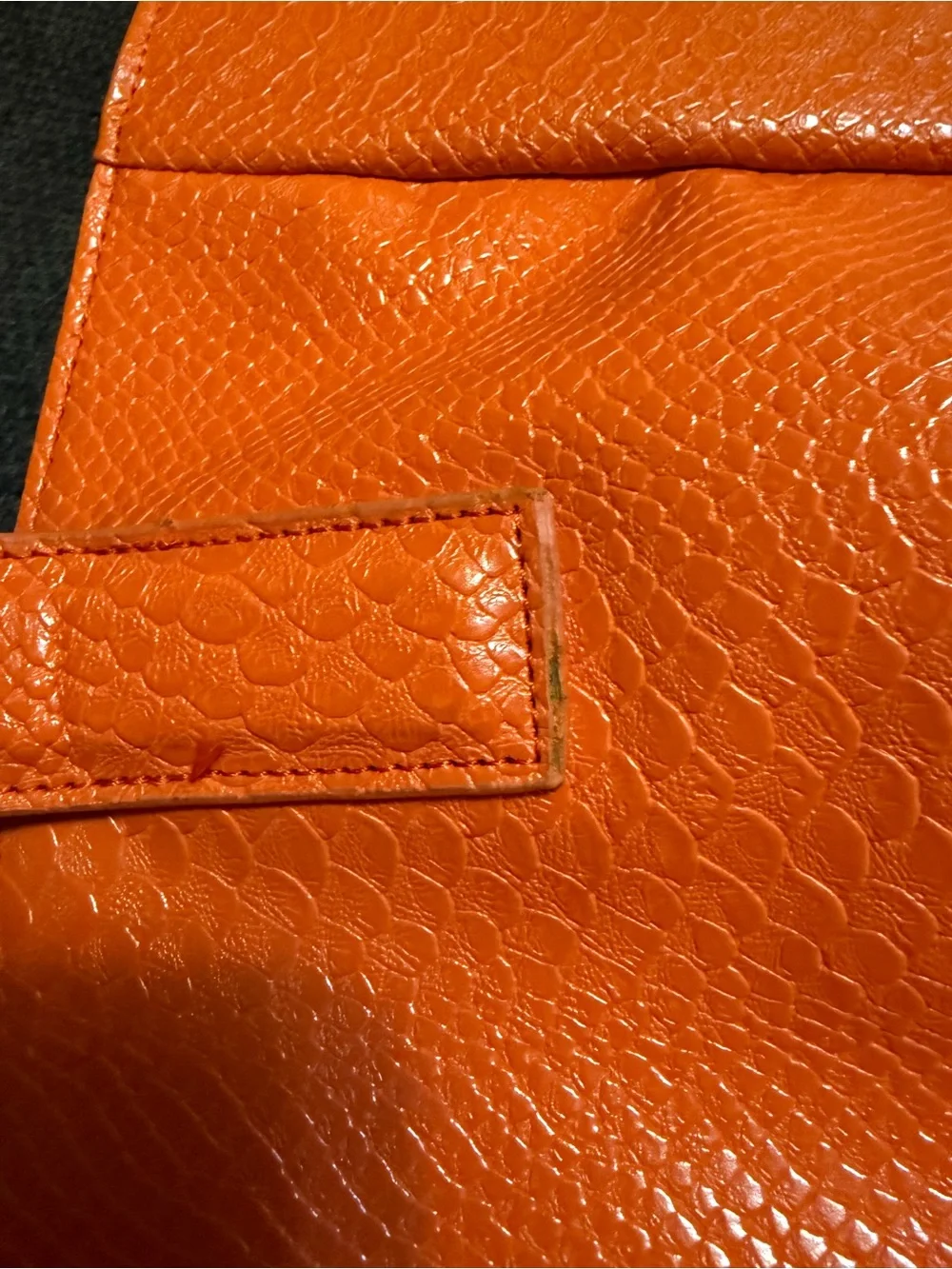 Orange Textured Tote Bag with Front Zip Pockets - Women